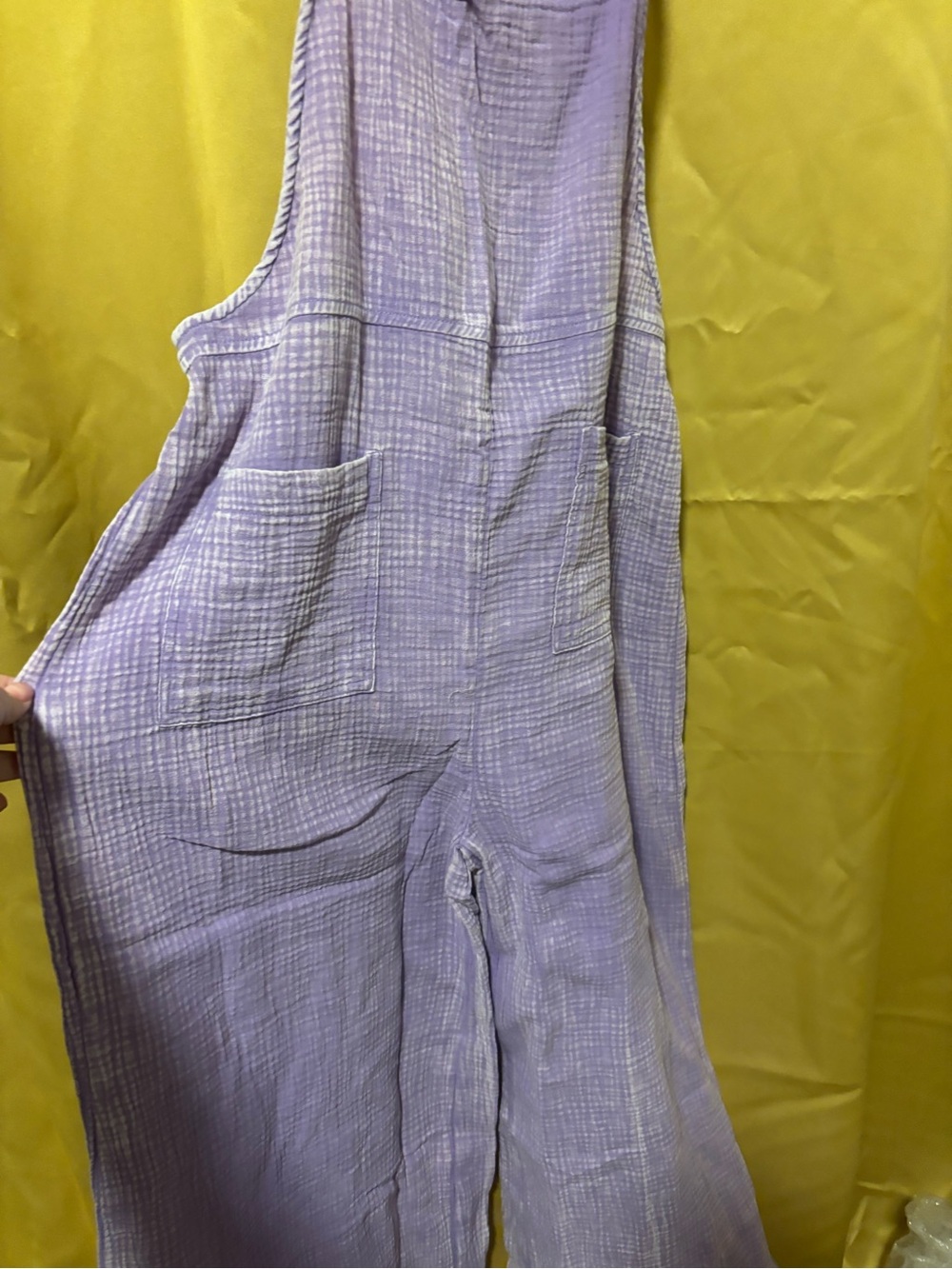 Zenana Outfitters Lavender Acid Wash Wide-Leg Romper Overalls - Picture 3 of 4